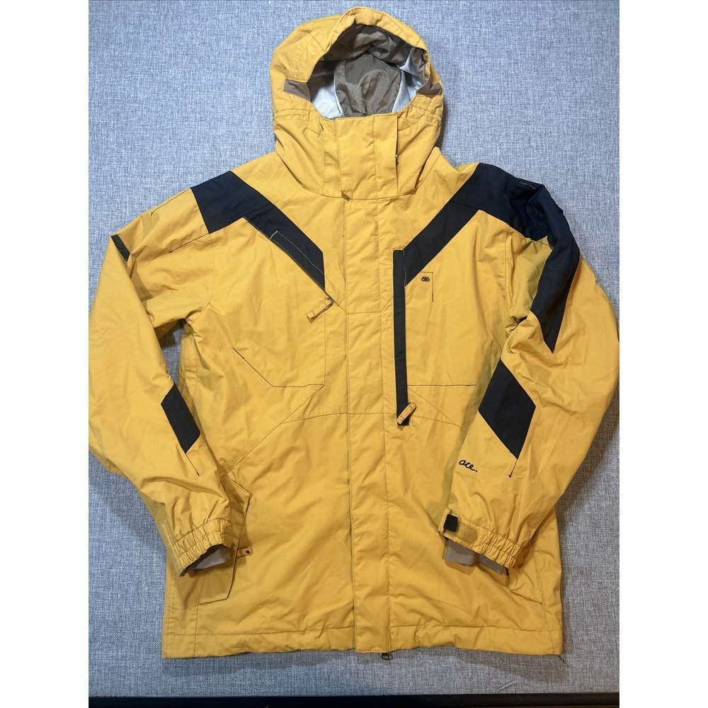 686 Snowboard Jacket Sz M Mens Yellow Hooded Parka Ski Winter Ace Collection